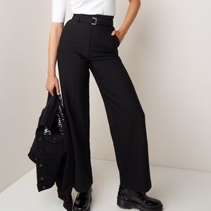 NWT MAJE Pantalon Taille Haute Marine Sz 36